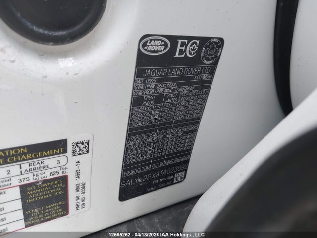 SALYL2EX8TA823892 Land Rover Range Rover Velar Dynamic Se P250 Gas