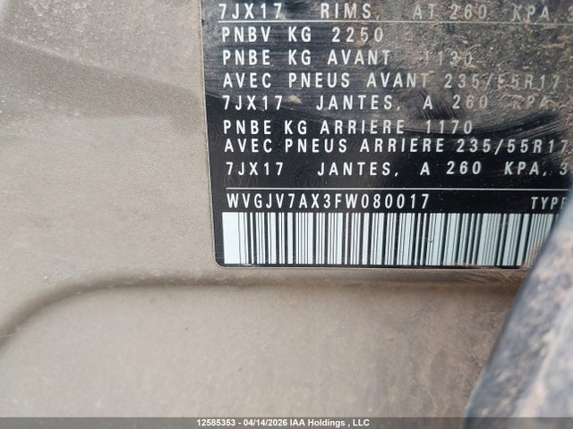 WVGJV7AX3FW080017 Volkswagen Tiguan S/se/sel/r-line