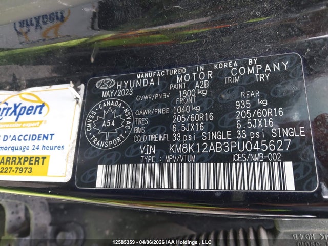 KM8K12AB3PU045627 Hyundai Kona Essential