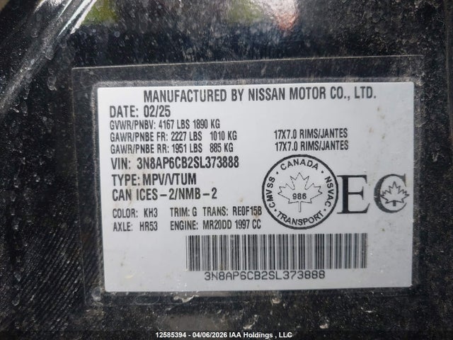 3N8AP6CB2SL373888 Nissan KICKS SV