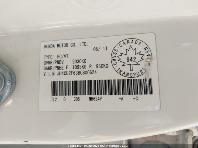 Продажа на аукционе авто 2011 Acura Tsx, vin: JH4CU2F63BC800624, номер лота: 12585449