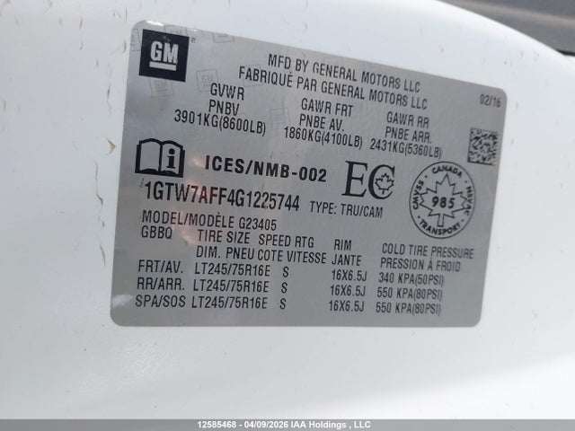 1GTW7AFF4G1225744 GMC GMC