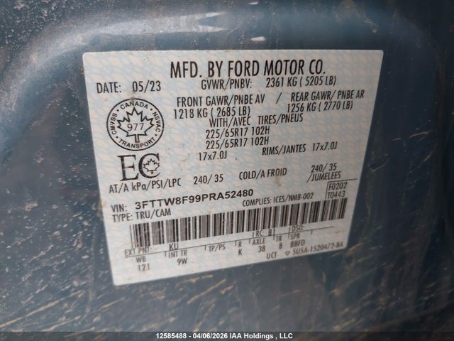 12585488 :رقم المزاد ، 3FTTW8F99PRA52480 vin ، 2023 Ford Maverick Xl/xlt/lariat مزاد بيع