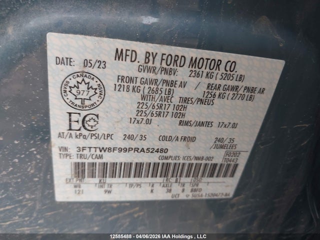 12585488 :رقم المزاد ، 3FTTW8F99PRA52480 vin ، 2023 Ford Maverick Xl/xlt/lariat مزاد بيع