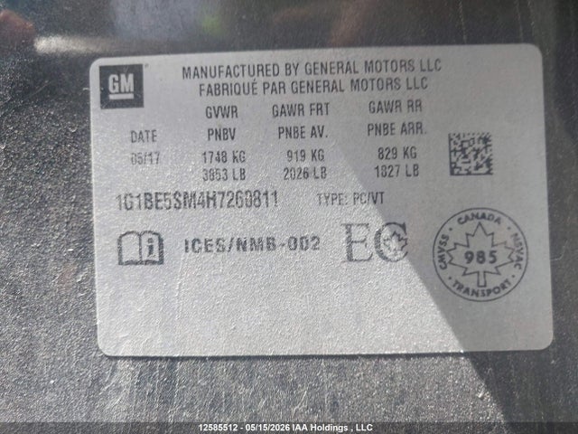 1G1BE5SM4H7260811 Chevrolet Cruze