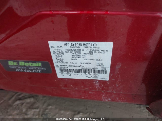 12585556 :رقم المزاد ، 2FMPK4J95RBA59016 vin ، 2024 Ford Edge مزاد بيع
