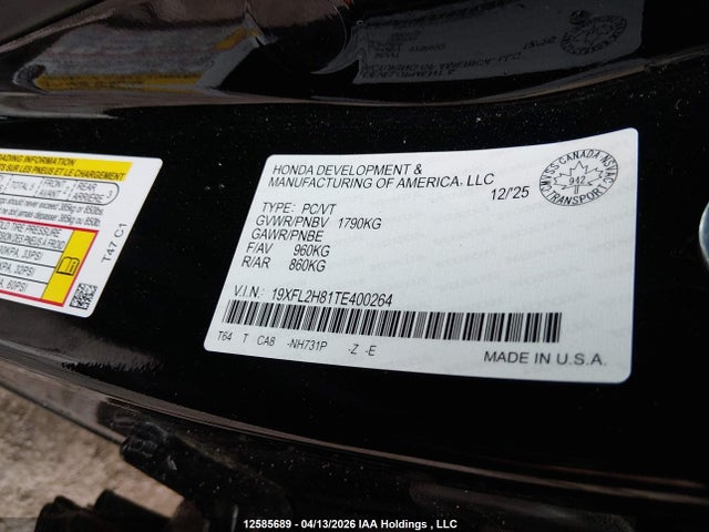19XFL2H81TE400264 Honda Civic Sport