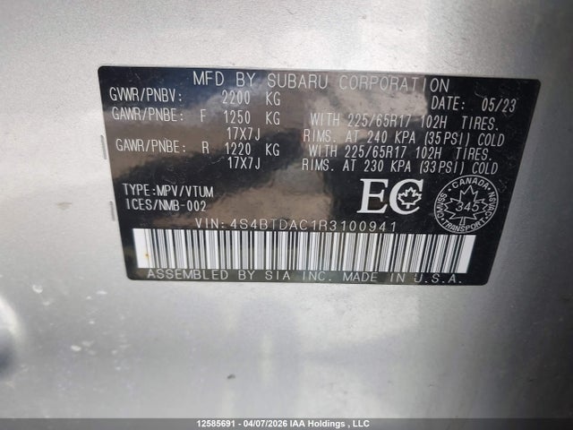 4S4BTDAC1R3100941 Subaru Outback Convenience