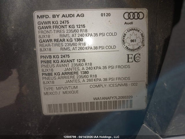 WA1ANAFY7L2055329 Audi Q5 45 Komfort
