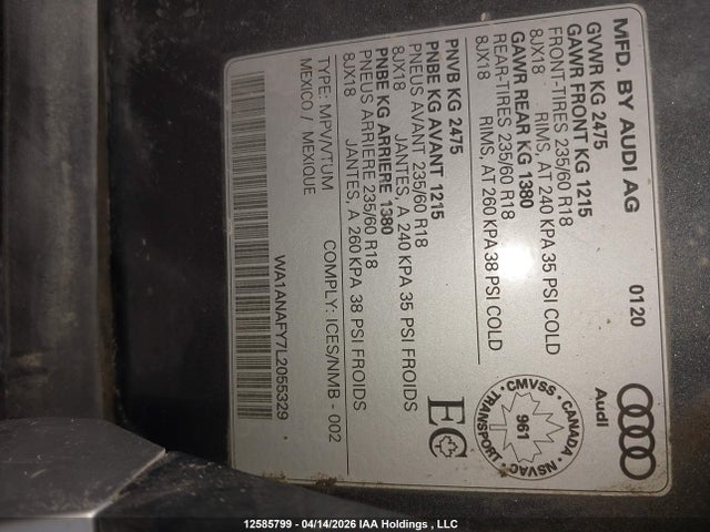WA1ANAFY7L2055329 Audi Q5 45 Komfort