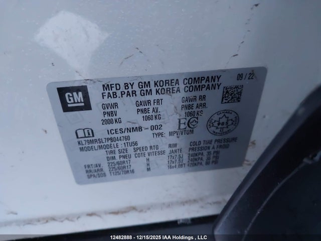 Продаж на аукціоні авто 2023 Chevrolet Trailblazer Lt, vin: KL79MRSL7PB044760, номер лоту: 12482888