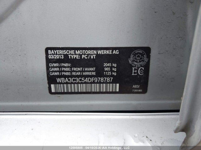 Aukcja sprzedaży 2013 Bmw 3 Series 320i Xdrive, vin: WBA3C3C54DF978787, numer aukcji: 12585885