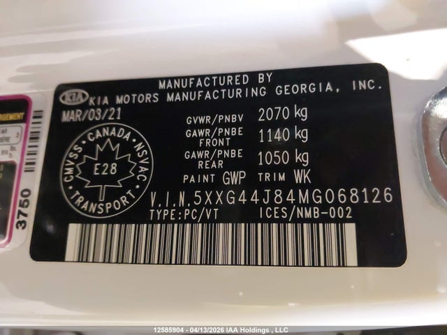 5XXG44J84MG068126 KIA K5 Gt