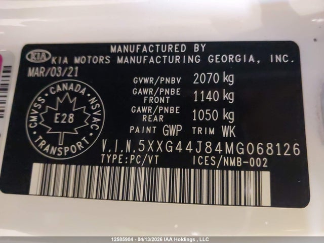 5XXG44J84MG068126 KIA K5 Gt