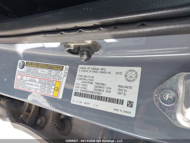 2HKRW2H4XNH216621 Honda Cr-v Sport