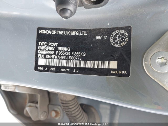 SHHFK7H96JU300773 Honda Civic Sport Touring