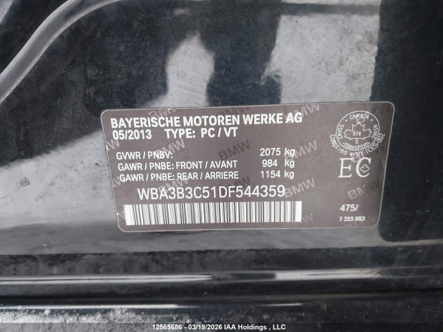12565686 :رقم المزاد ، WBA3B3C51DF544359 vin ، 2013 Bmw 328i Xdrive/xdrive Classic Line مزاد بيع