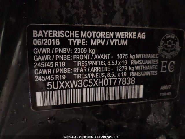 5UXXW3C5XH0T77838 BMW X4 Xdrive28i