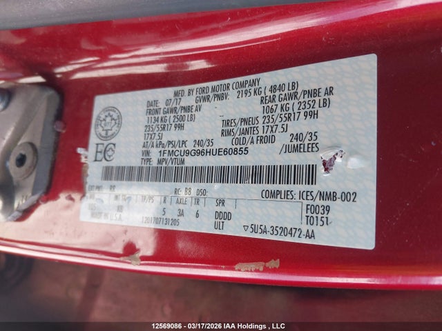 1FMCU9G96HUE60855 Ford ESCAPE SE