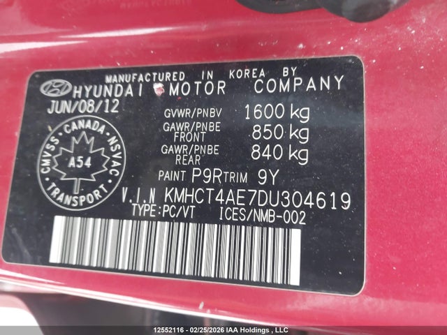 Продаж на аукціоні авто 2013 Hyundai Accent Gl, vin: KMHCT4AE7DU304619, номер лоту: 12552116