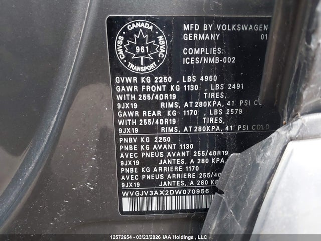 Aukcja sprzedaży 2013 Volkswagen Tiguan 2.0 Tsi Comfortline/2.0 Tsi Highline/2.0 Tsi Trendline, vin: WVGJV3AX2DW070956, numer aukcji: 12572654