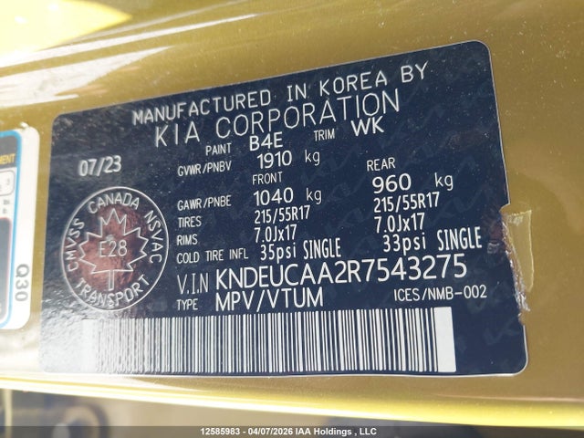 Aukcja sprzedaży 2024 Kia Seltos, vin: KNDEUCAA2R7543275, numer aukcji: 12585983