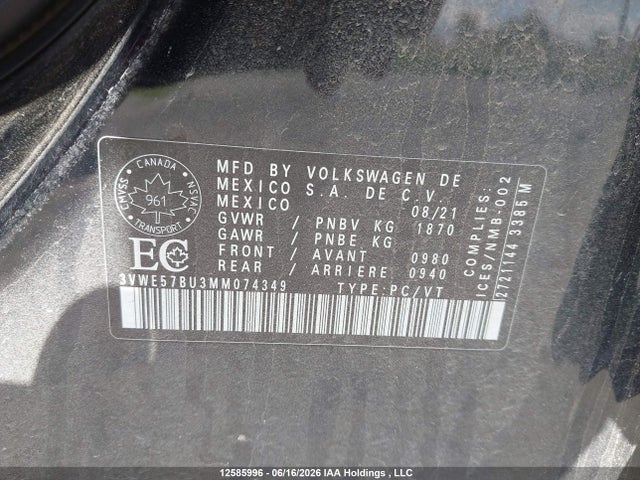 3VWE57BU3MM074349 Volkswagen Jetta Highline