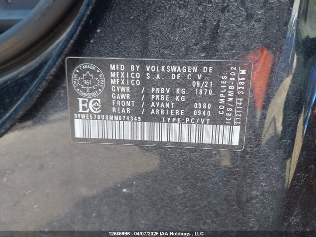 3VWE57BU3MM074349 Volkswagen Jetta Highline
