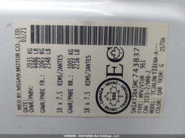 Nissan Rogue 2021 5N1AT3BA5MC743837 Image 19