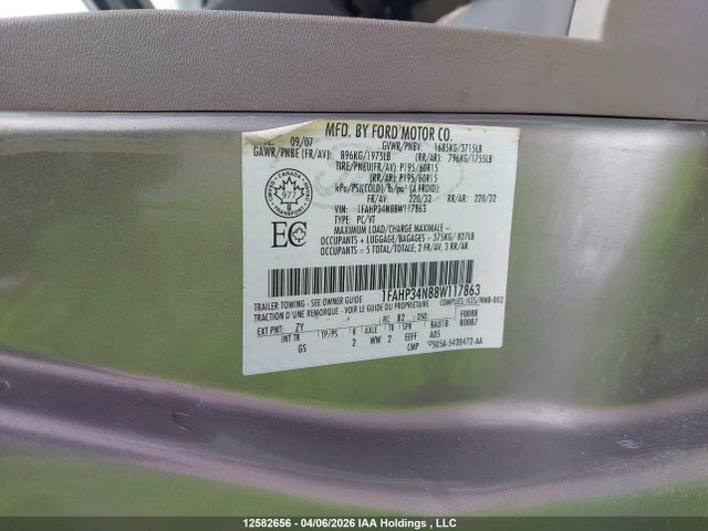 Aukcja sprzedaży 2008 Ford Focus S/se, vin: 1FAHP34N88W117863, numer aukcji: 12582656