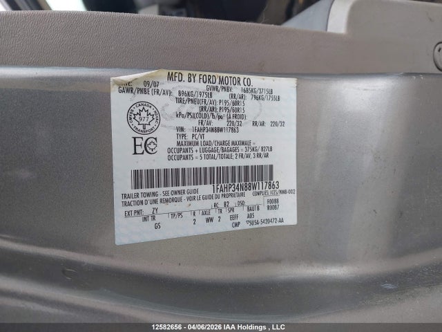 Aukcja sprzedaży 2008 Ford Focus S/se, vin: 1FAHP34N88W117863, numer aukcji: 12582656