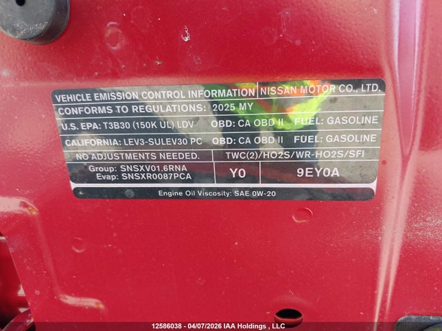 Продажа на аукционе авто 2025 Nissan Versa Sv, vin: 3N1CN8EV0SL828401, номер лота: 12586038