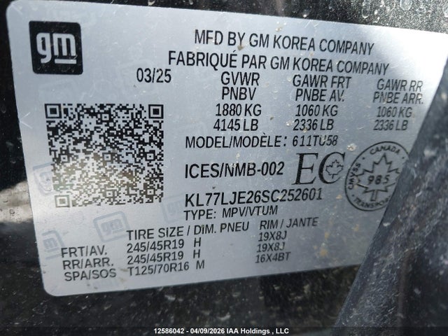 KL77LJE26SC252601 Chevrolet Trax 2rs