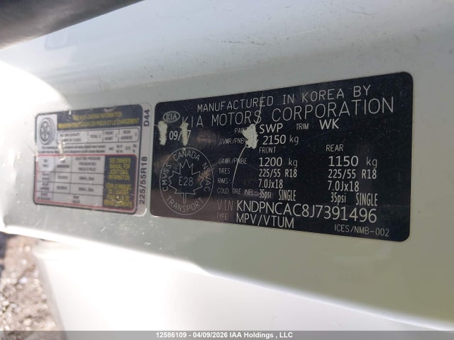 Aukcja sprzedaży 2018 Kia Sportage Ex/ex Premium/ex Tech, vin: KNDPNCAC8J7391496, numer aukcji: 12586109