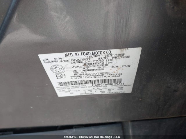 Продажа на аукционе авто 2011 Ford Taurus Sel, vin: 1FAHP2HW0BG126541, номер лота: 12586113