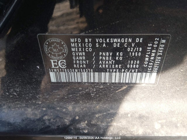 3VW5T7BU3KM158318 Volkswagen Jetta Gli 35th Edition