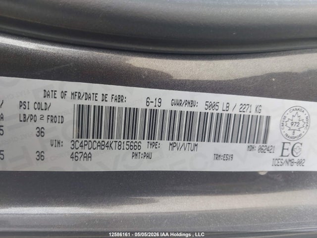Продаж на аукціоні авто 2019 Dodge Journey, vin: 3C4PDCAB4KT815666, номер лоту: 12586161