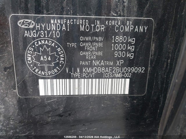 Продаж на аукціоні авто 2011 Hyundai Elantra Touring, vin: KMHDB8AE2BU099092, номер лоту: 12586208
