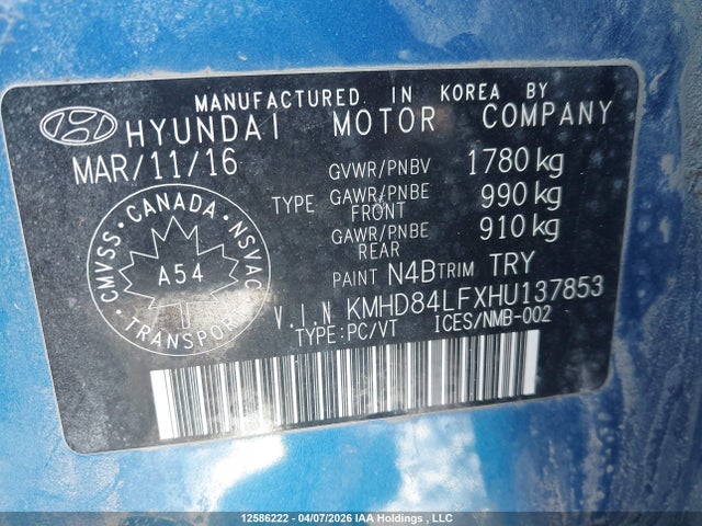 KMHD84LFXHU137853 Hyundai Elantra Limited