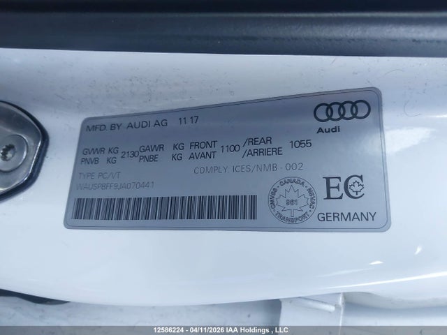 Aukcja sprzedaży 2018 Audi A3 Sportback E-tron, vin: WAUSPBFF9JA070441, numer aukcji: 12586224