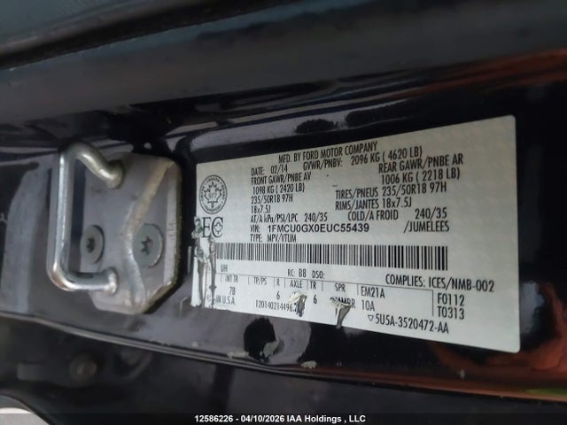 Продаж на аукціоні авто 2014 Ford Escape Se, vin: 1FMCU0GX0EUC55439, номер лоту: 12586226