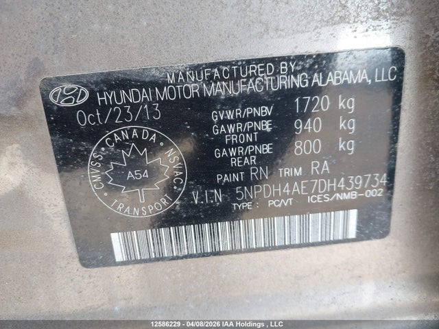 Aukcja sprzedaży 2013 Hyundai Elantra Gl, vin: 5NPDH4AE7DH439734, numer aukcji: 12586229