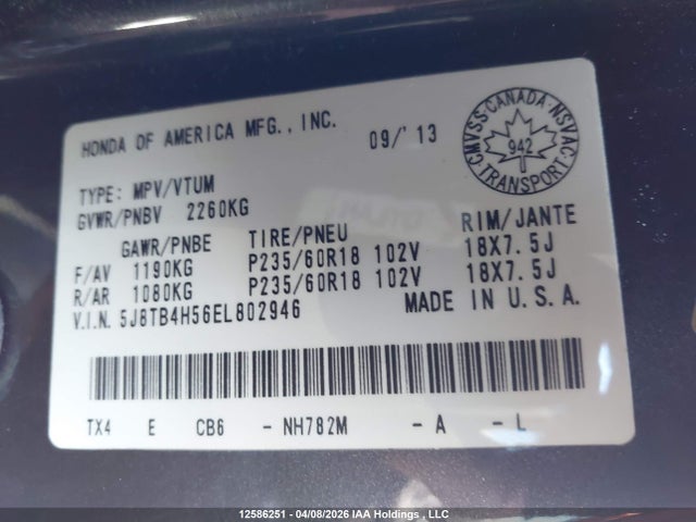 5J8TB4H56EL802946 Acura Rdx Technology