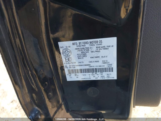 2009 Ford F-150 Lariat/xl/xlt მანქანა იყიდება აუქციონზე, vin: 1FTPX14V69KC86850, აუქციონის ნომერი: 12586259
