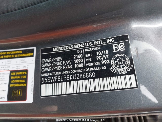 55SWF8EB8KU286880 Mercedes-Benz C 300 4matic