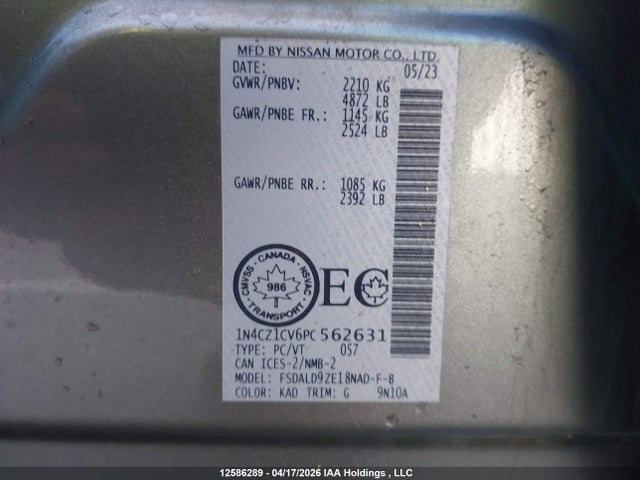 1N4CZ1CV6PC562631 Nissan Leaf Sv/sv Plus
