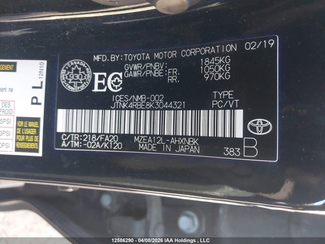 JTNK4RBE8K3044321 Toyota Corolla