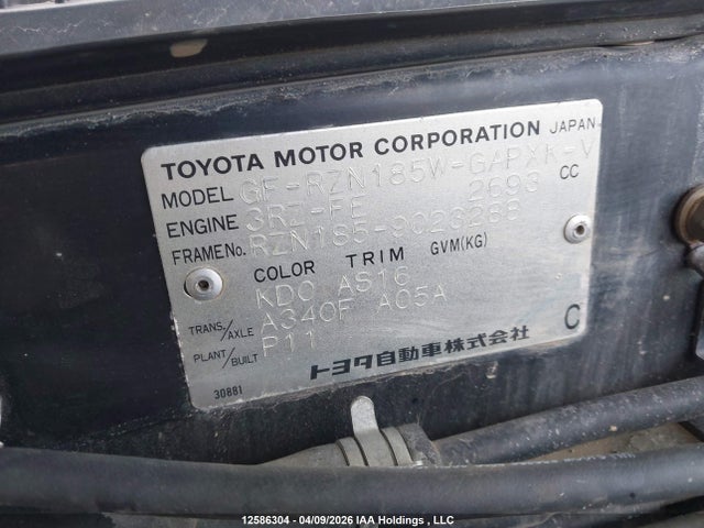 12586304 :رقم المزاد ، RZN1859023288 vin ، 1998 Toyota Hilux مزاد بيع