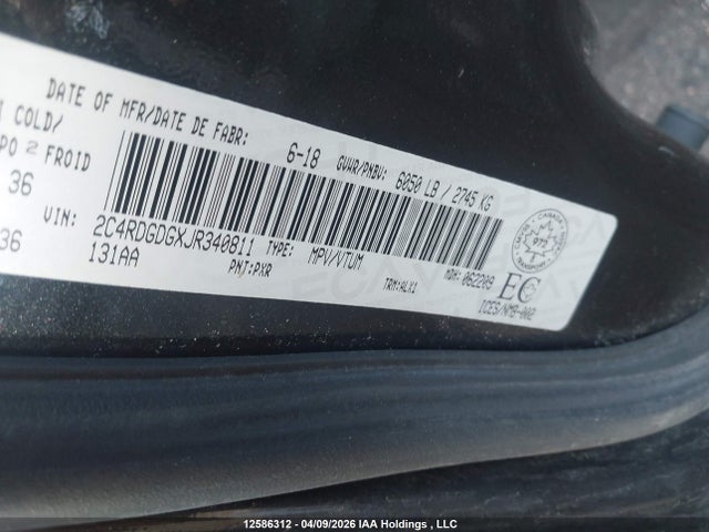 2C4RDGDGXJR340811 Dodge Grand Caravan Crew