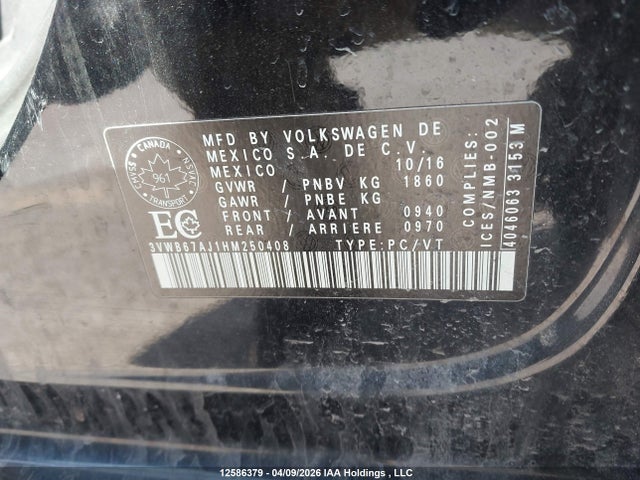 3VWB67AJ1HM250408 Volkswagen Jetta Wolfsburg Edition